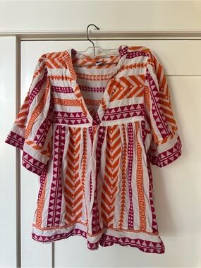 Old Navy Orange & Pink Patterned Peasant Tunic